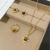 French Tiger's Eye Necklace & Sunflower Earrings – Autumn/Winter Meilade Design Jewelry Set