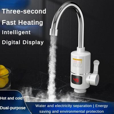 3000W Three Second Fast Heating Faucet Stainless Steel Electric Faucet Kitchen Household Hot & Cold Dual-purpose Faucet