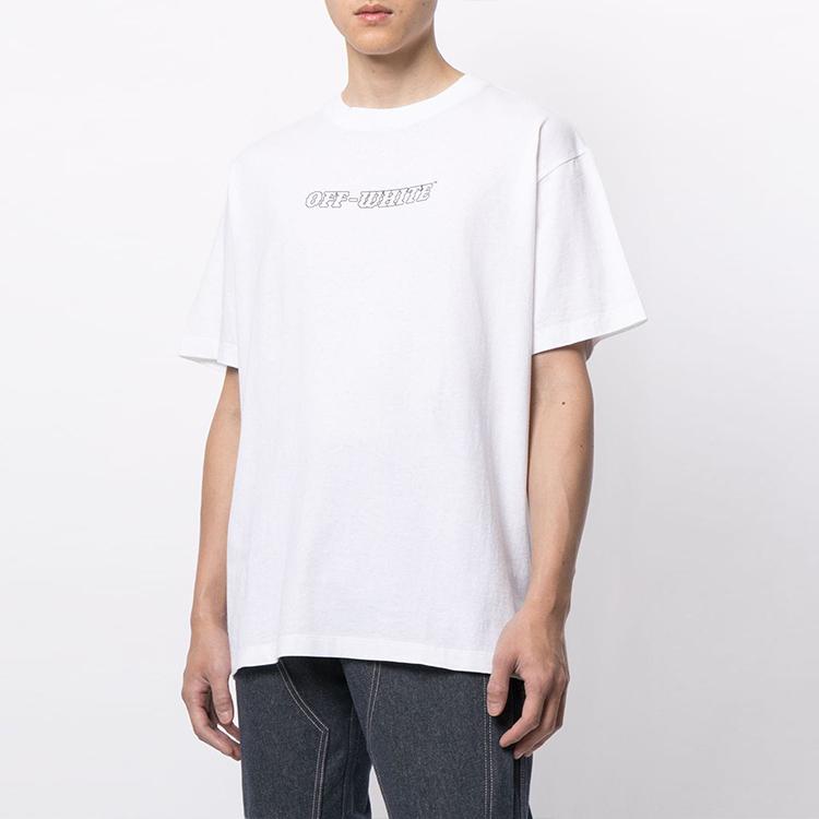 Off-White Logo T-Shirt White/Nude Men Tops OMAA038R21JER0090131