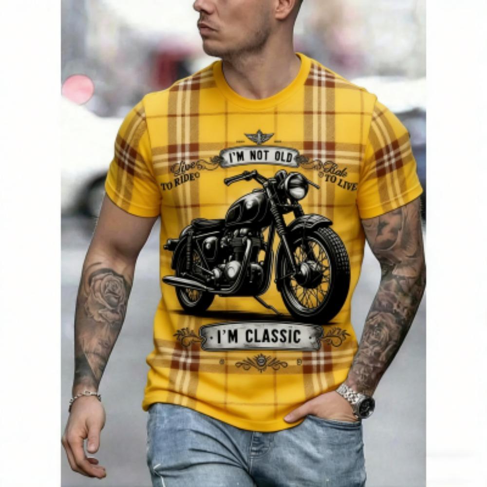 Europe America Summer Men's T-Shirt Motorcycle 3D Print Tees Top Street Casual Loose Outdoor Short Sleeve Plus Size Women T-shirt