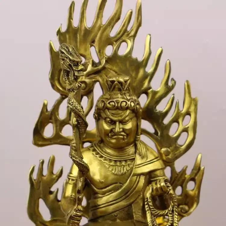 Feng Shui Lucky Copper Fudomyo Dzong Buddha Statue Home Living Decoration