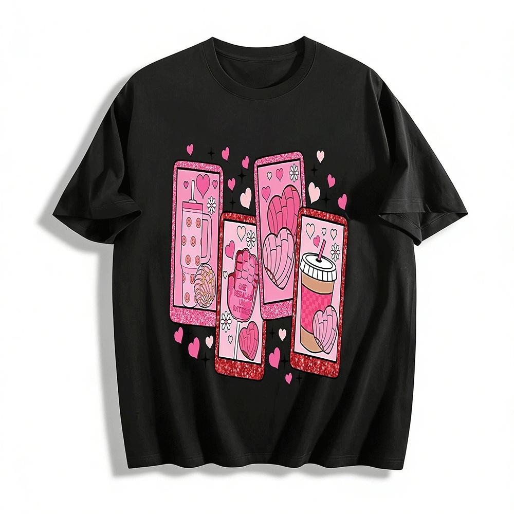 Valentine s Day Themed Fun Graphic Casual Top Pure cotton T-shirt XXS