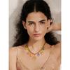 Yhpup Exquisite Ceramic Ocean Style Sun Pendant Necklace Fashion Trendy Stainless Steel Collar Arrivals Jewelry Recommend