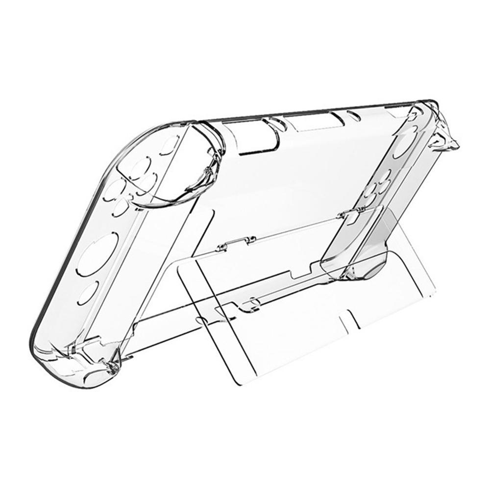 For Nintendo Switch OLED Transparent Crystal Case Hard PC Split Protective Cover with Kickstand