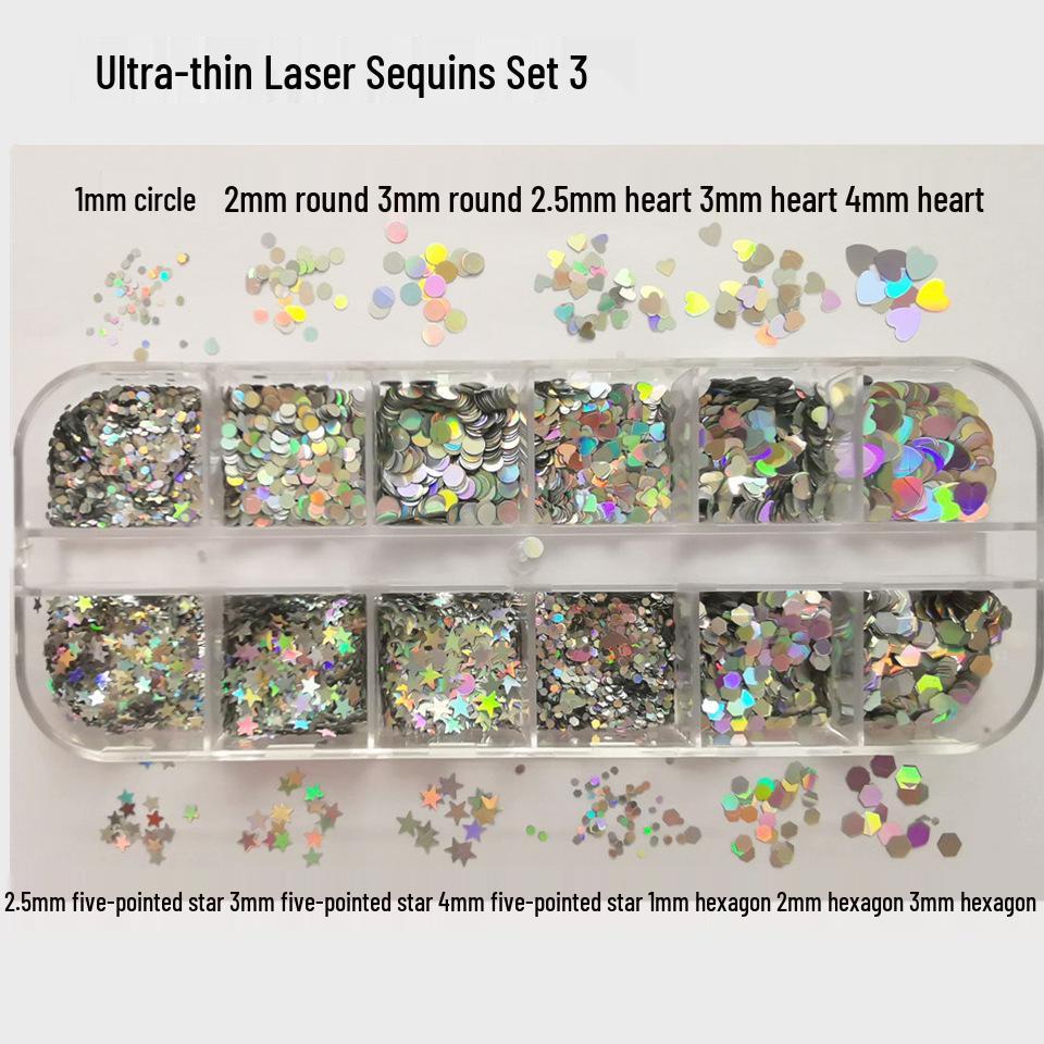 Настраиваемые тонкие лазерные нерегулярные блестящие полоски для дизайна ногтей с пайетками в коробке