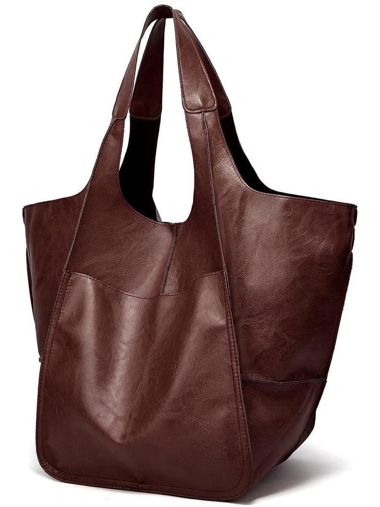 Retro European & American Soft Leather Large-Capacity Women's Tote Bag