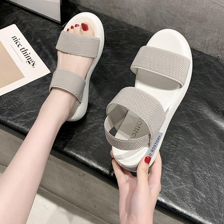 2025 sommer fiske munn åpen tå myk såle pustende damesko utenrikshandel studenter casual fluevevd elastisk elastisk sportssandaler