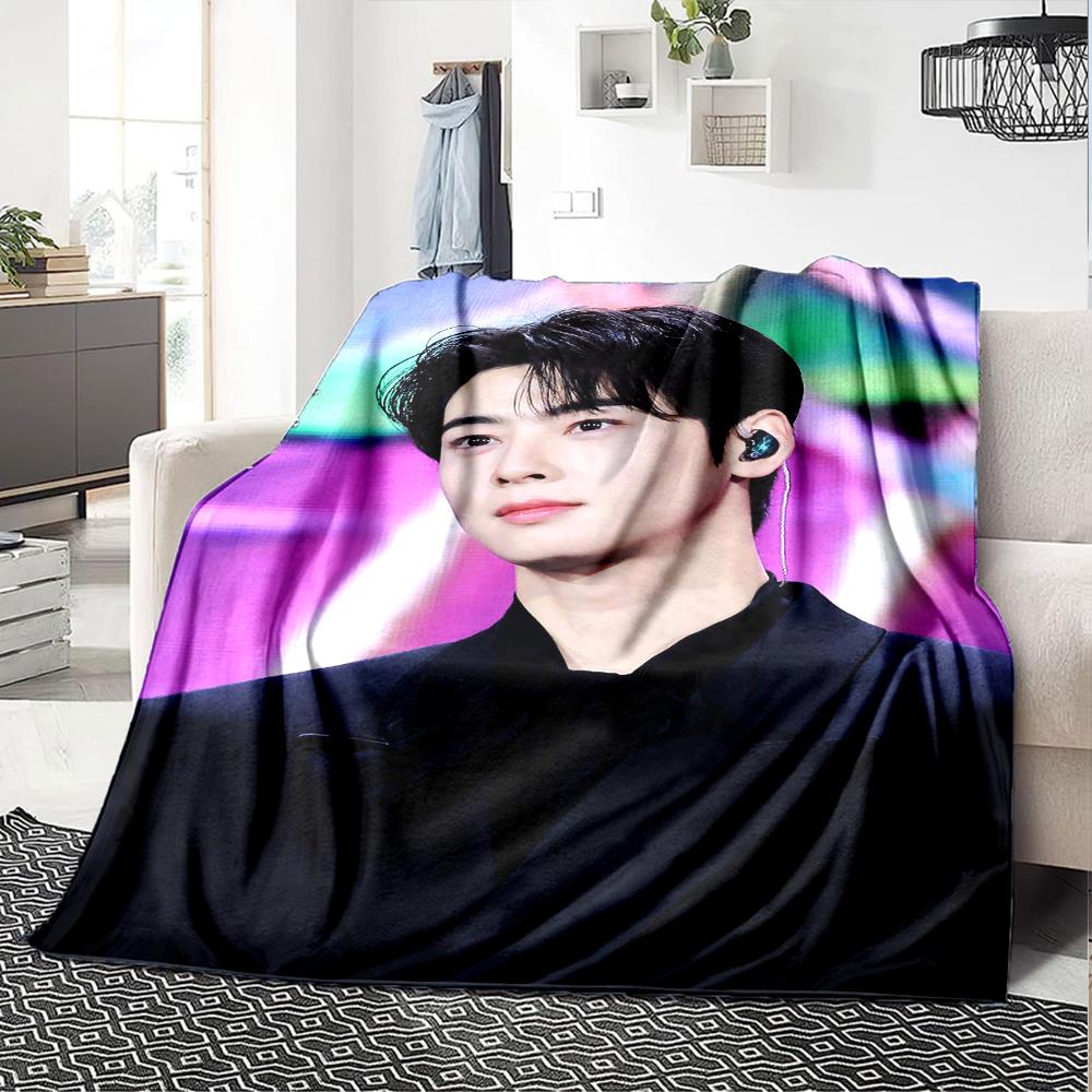 1Pc Cha Eun-woo Print Blanket Soft Comfortable Polyester Throw All Seasons Use Bedroom Office Outdoor Christmas Gift Choice Portrait Photo Print Print