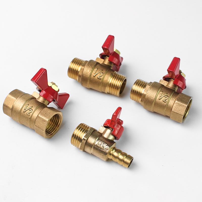 1 Piece Air Compressor Water Gas Oil Shut Off Valve Butterfly Stem Brass Ball Valve 1/4" 3/8" 1/2" Bsp Threaded Male To Female