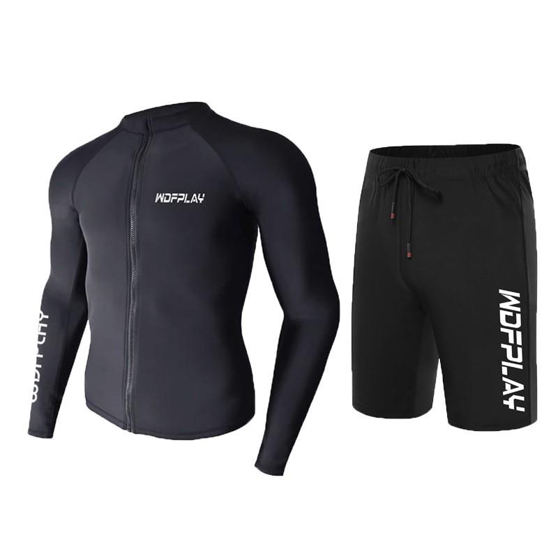 Mens Full Coverage UV Protection Rash Guard Set Long Sleeve Top With Pants Snorkeling Diving Surfing
