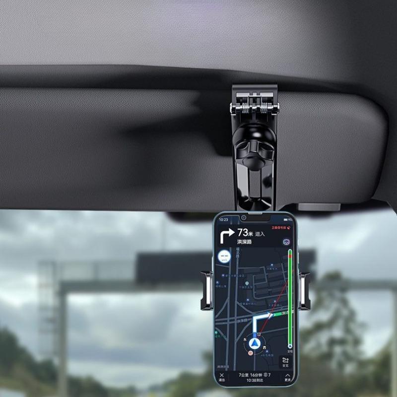 Car Phone Holder, Multifunctional 360 Degree Rotating Rearview Mirror, Seat Clip Holder, 4.0-6.1 Inch Mobile GPS Holder