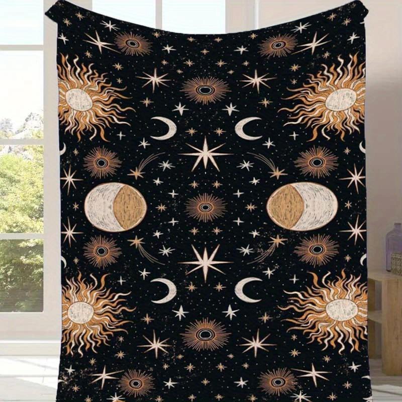 

1pc Beautifully Sun And Moon Pattern Blanket,Soft And Comfortable Blanket, Travel Sofa Bed, Office Home Decor, Birthday Gift Blanket, Boys, Girls 130cmx150cm