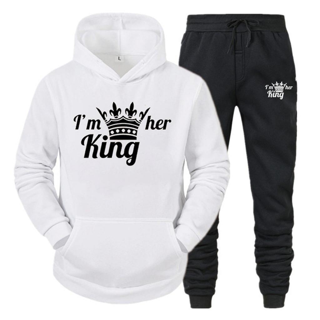 Men's And Women's Long Sleeves Sportswear Hoodie Printed Couple Plus Size Pullover Ladies  High Quality Two Piece + Sweatpants
