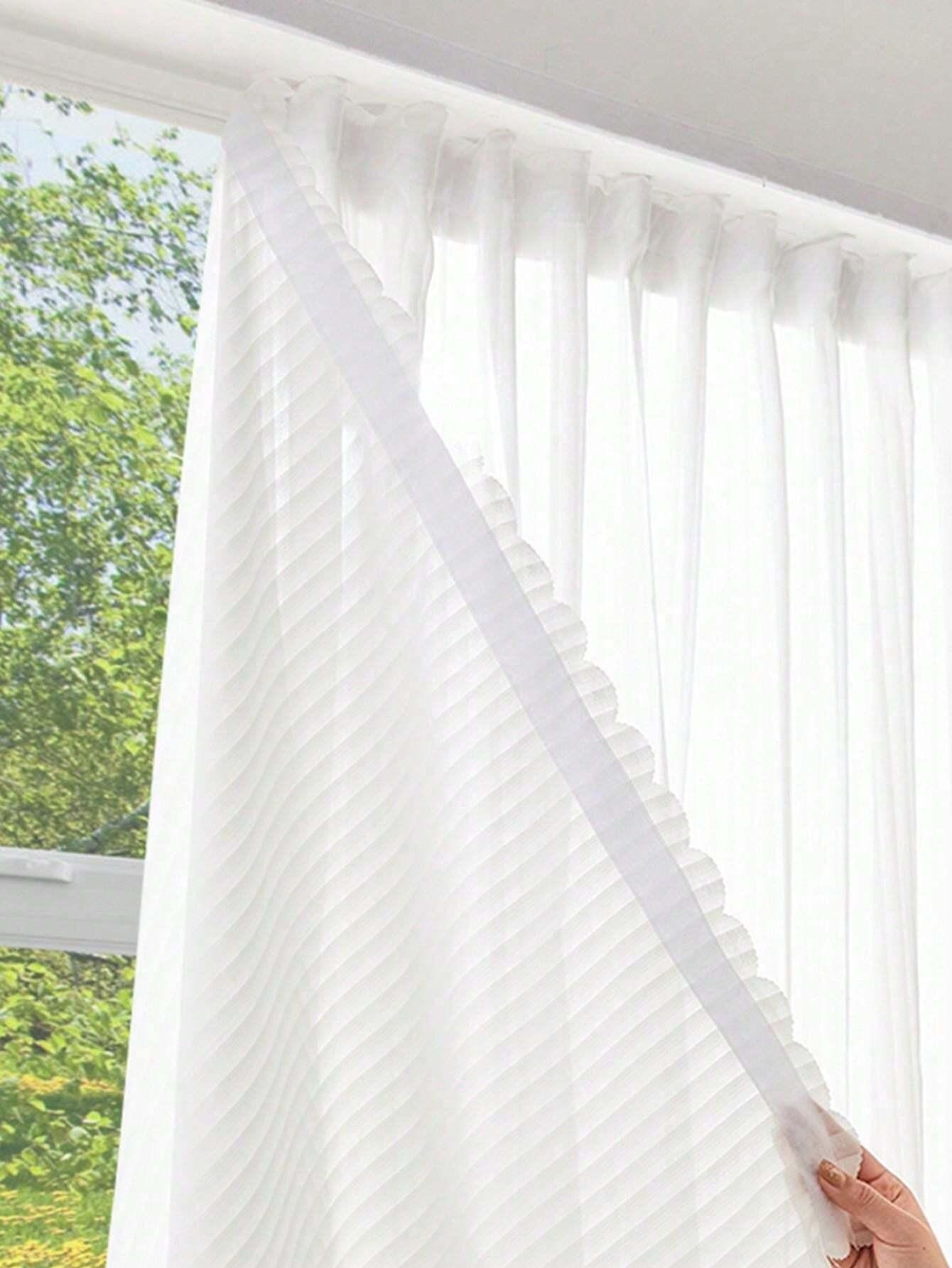 Boorvrije Witte Lamellen met Klittenband voor Balkon Erkerramen Eenvoudige Installatie 1pc W132xL183 cm&Velcro wit