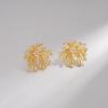 Silver Needle Zirconia Enamel Flower Firework Stud Earrings - Elegant, High-End Niche Jewelry.