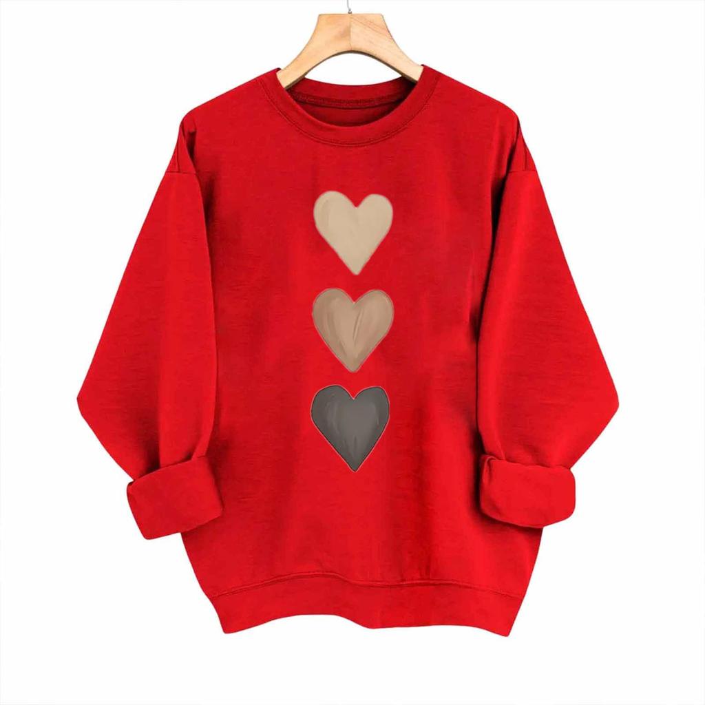 Women's Casual Fashion Valentine's Day Print Long Sleeve O,Neck Sweatshirts Pullover Top