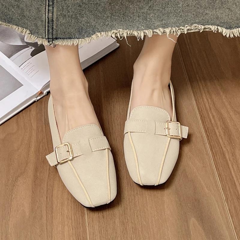 Fashion Square Toe Flats Women Loafer Shoes Shallow Soft Casual Boats Shoes Summer 2024 Walking New Sandals Dress Cozy Mujer Zapatos