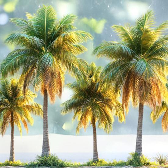 Fake Window Wall Sticker Summer Beach Ocean Coconut Tree Landscape Decal Stick And Peel Natural Seascape Scene Mural
