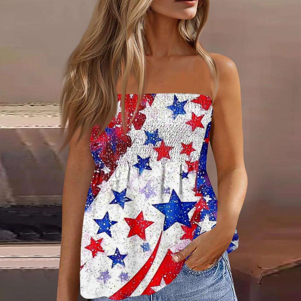 Tube Tops For Women,Cute Sexy Off Shoulder Print Sleeveless T-Shirt