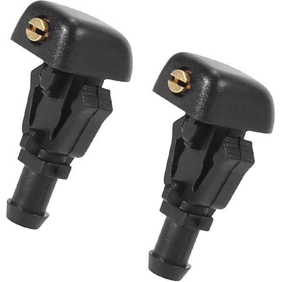 Motoforti Front Windshield Wiper Nozzles, for Nissan Titan 2004-2015, Plastic, Black, 2pcs
