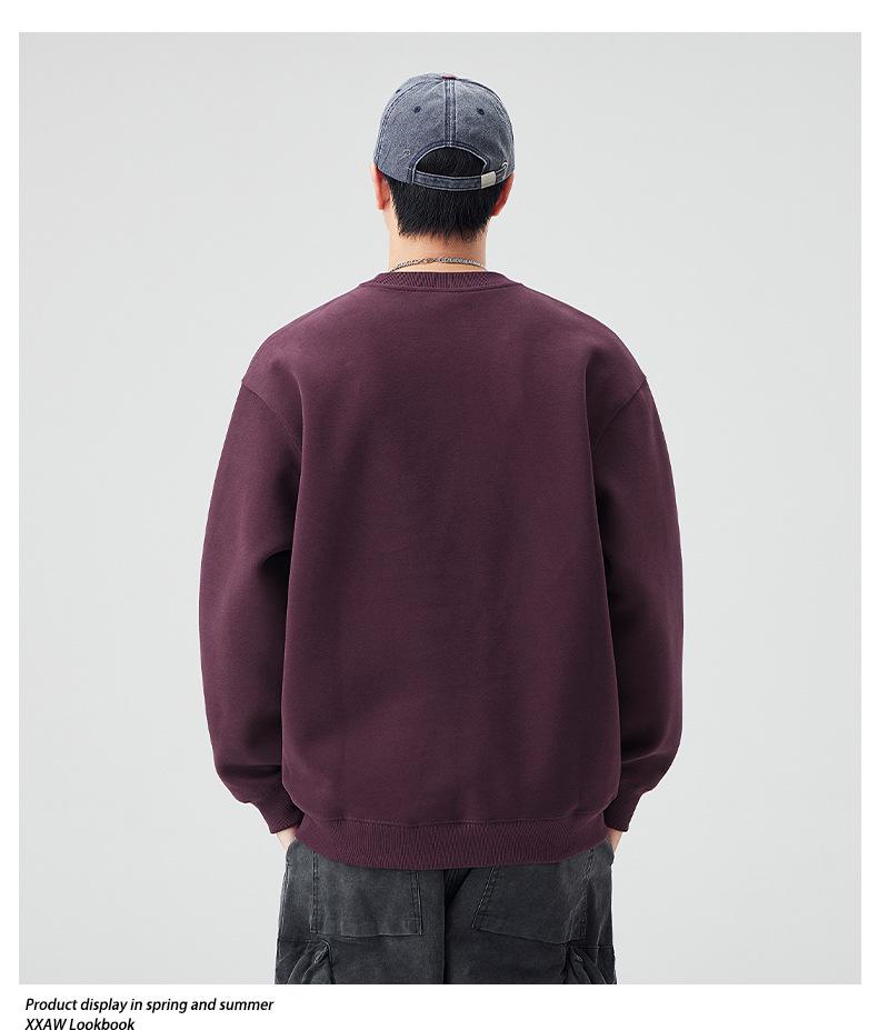 Men's Steel Embossed Heavyweight Crewneck Sweatshirt - Autumn Long Sleeve Base Layer