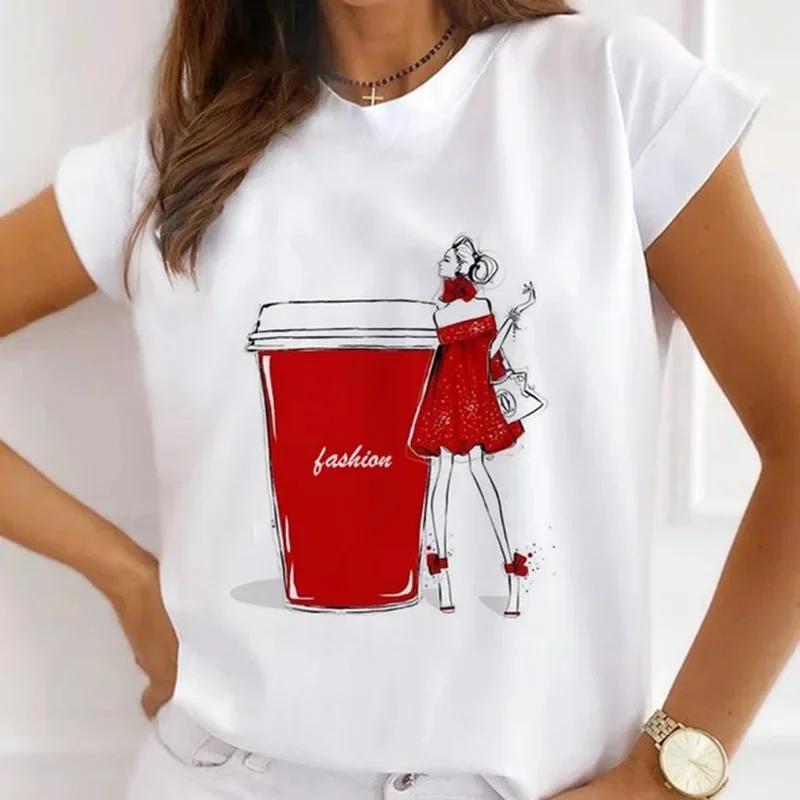 Festival Christmas Printed Short Sleeved Casual Womens Tshirt Crewneck Tops Kawaii Fashion Women TShirt Clothes Harajuku