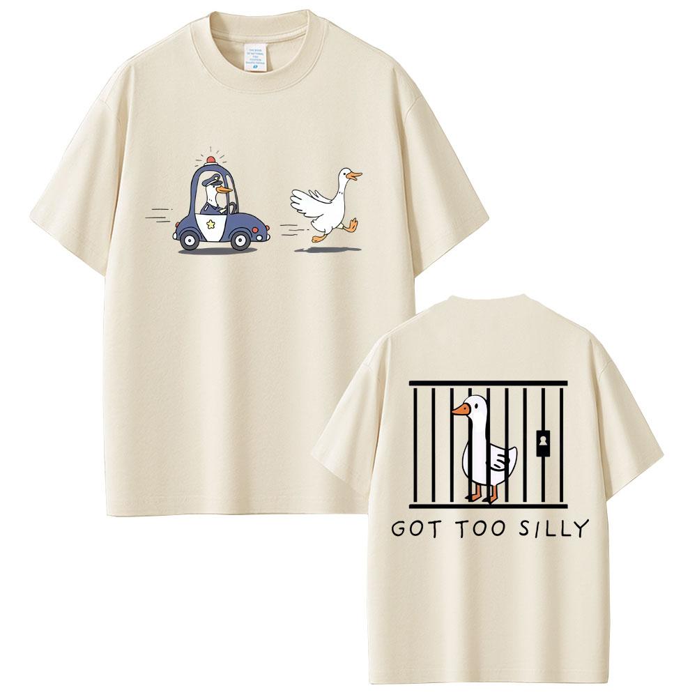Camiseta Gráfica Engraçada de Ganso Bobo Meme Unisex Casual Algodão Puro Vintage Manga Curta Respirável Streetwear