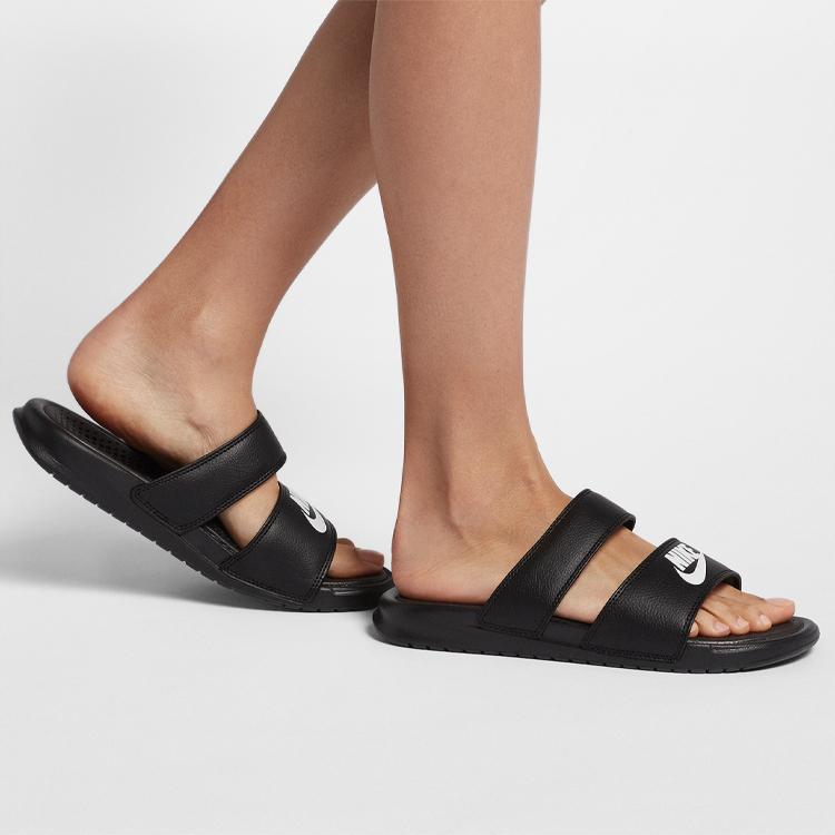 Nike Benassi Duo Ultra Slide Black Women Sneakers White 819717-010