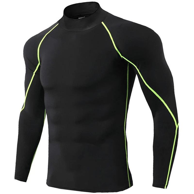 

2025 Men s High-Neck Quick-Dry Training T-Shirt - Autumn/Winter Breathable, High-Elastic Fitness Wear M (58-63 kg)