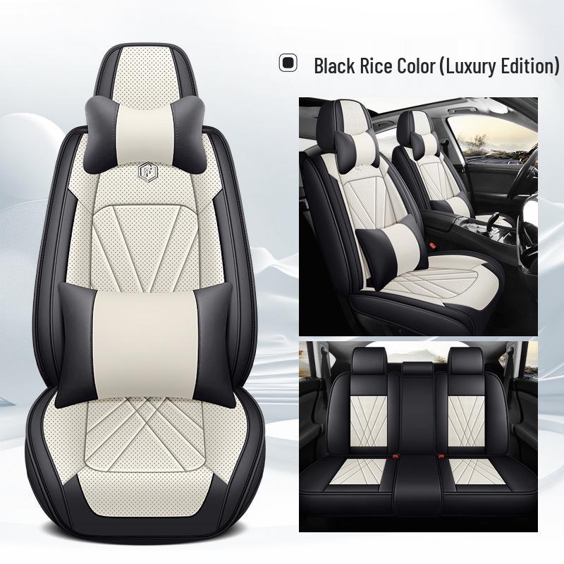 Premium Nappa Leather Car Seat Cushion, Stain-Resistant, Breathable, Full Coverage for All Seasons