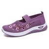 Mom shoes summer new shallow mouth embroidered single shoes middle-aged and elderly one-pedal breathable casual shoes women's cloth shoes