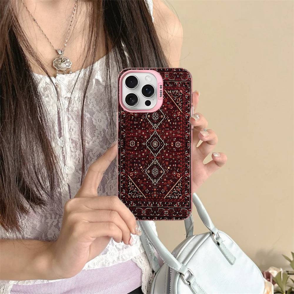 Persian Carpet Floral Pattern For IPhone 17 16 15 14 13 12 11 Pro Max Plus Matte Color Back Phone Cover