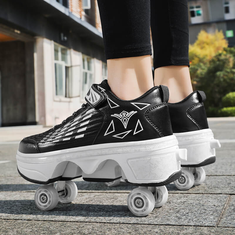 Roller Roller Schuhe 4-Rad Deformationsschuhe Rollschuhe Herren und Damen Erwachsene Ausreißerschuhe Schlittschuhe Schuhe mit Rädern
