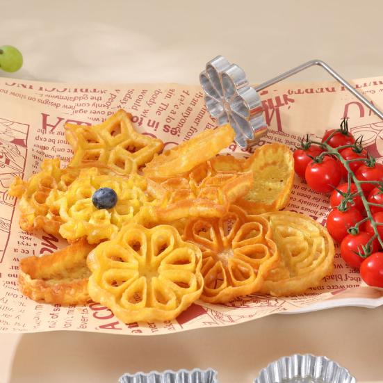 Set de forme pentru prăjit cu mâner lung, antiaderente, pentru morcov ras, creveți, chiftele, gofre, ștampilă de gătit, formă pentru presat fursecuri, oțel inoxidabil, bucătărie, copt