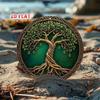 Vintage Green Gold Metal Wall Art Celtic Tree Sign, 2D Flat Aluminum Decor Heavy Duty For Living Room