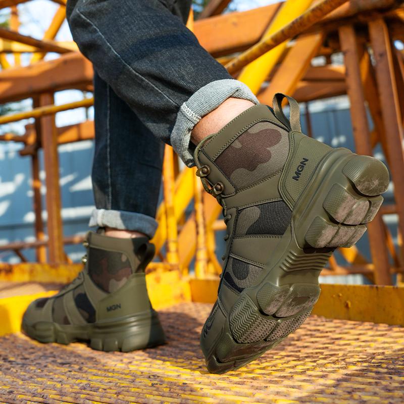 New Fashion Men Safety Shoes Steel Toe Work Shoes Anti-smash Anti-puncture Indestructible Shoes Protective Boots Oil Resistant