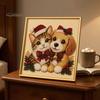 Winterwunderland Kreativaktivitäten Weihnachten Kunst-Kit mit künstlichen Perlen, Xmas Hut Katze Hund Malerei DIY Themenprojekte 3D Welpen Perlen Bastel-Kit für Erwachsene,