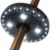 Lampe pour parasol à clip 28 LED, 3 modes de luminosité – Blanc froid, alimentation sur piles, clip réglable pour mât Ø2,2–4,6 cm
