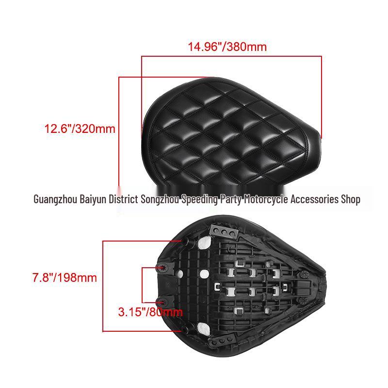 Black Retro Plaid Front Seat Cushion for REBEL CM300/500 Motorcycles