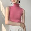 Women's Turtleneck Knit Vest Autumn Winter Slim Fit Slouchy Collar Shrug Sleeveless Lining Top
