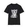 Snow Leopard Kawaii Cute Illustrated Black Tee Nature Animal Graphic T-Shirt