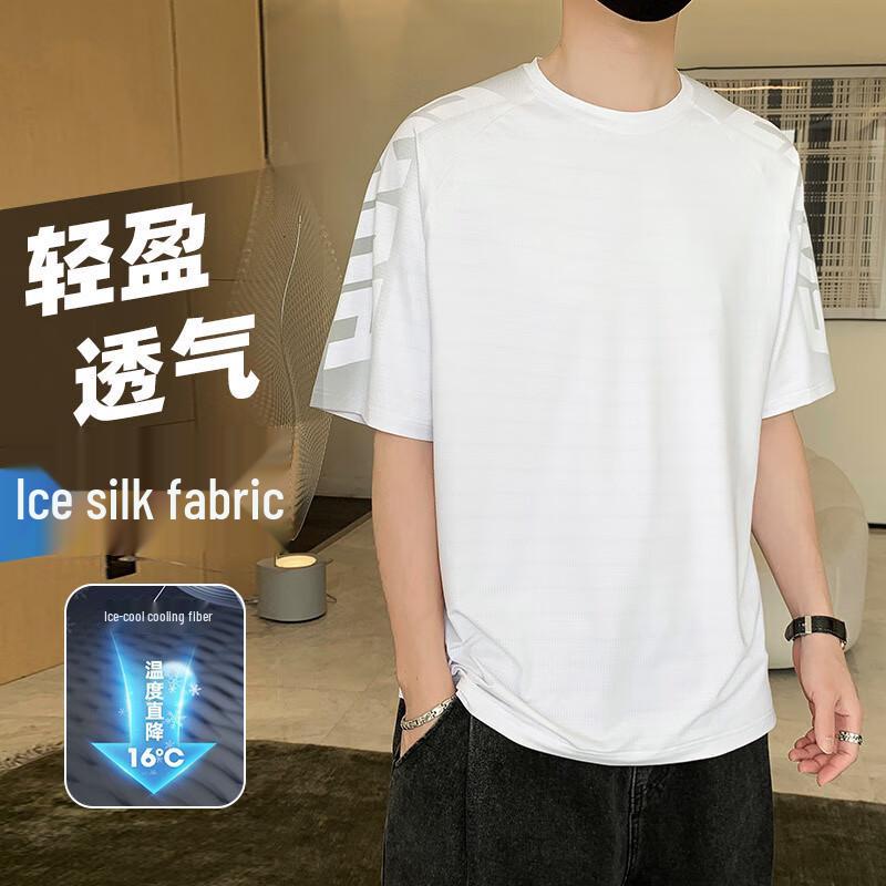 

JIAOXIU Men s Quick-Dry Ice Silk Running T-Shirt M
