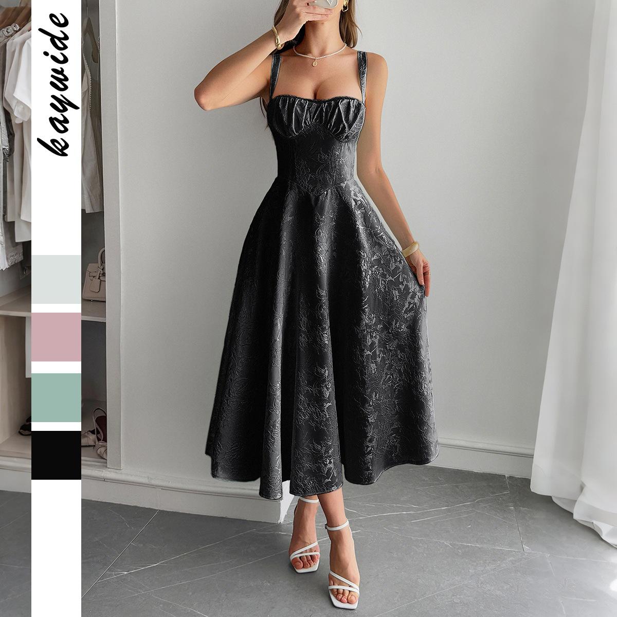 

Elegant and Refined Jacquard Long Dress Dress for Women In Summer 2025 S чорний