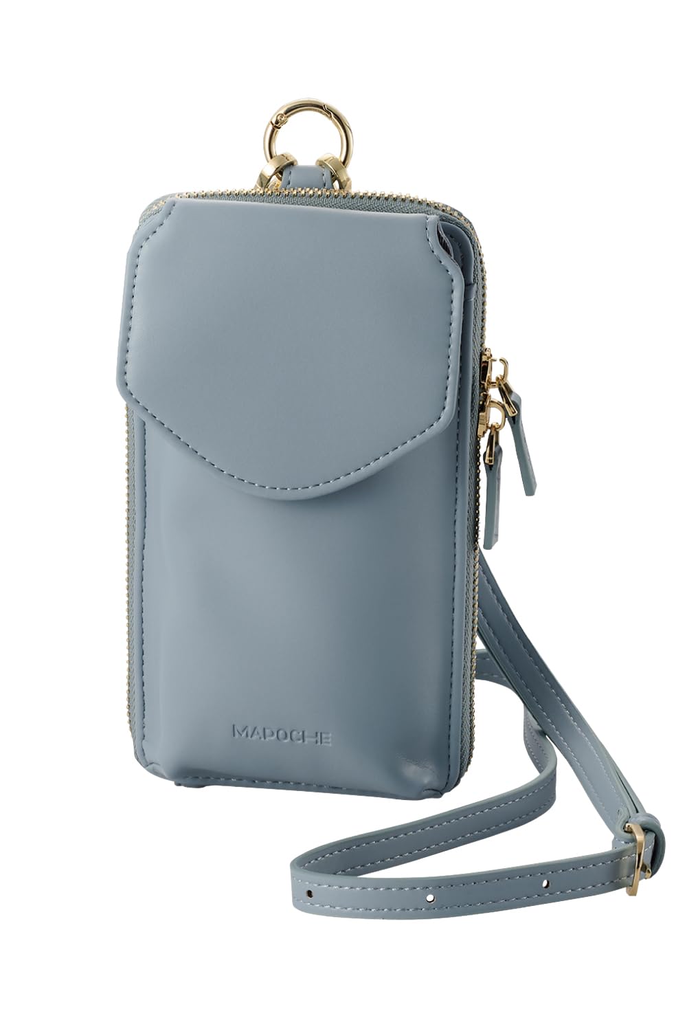 

ELECOM MAPOCHE Smartphone Shoulder Pouch with Integrated Wallet, Magnetic Button, Dusty Blue (P-MAP04BU)