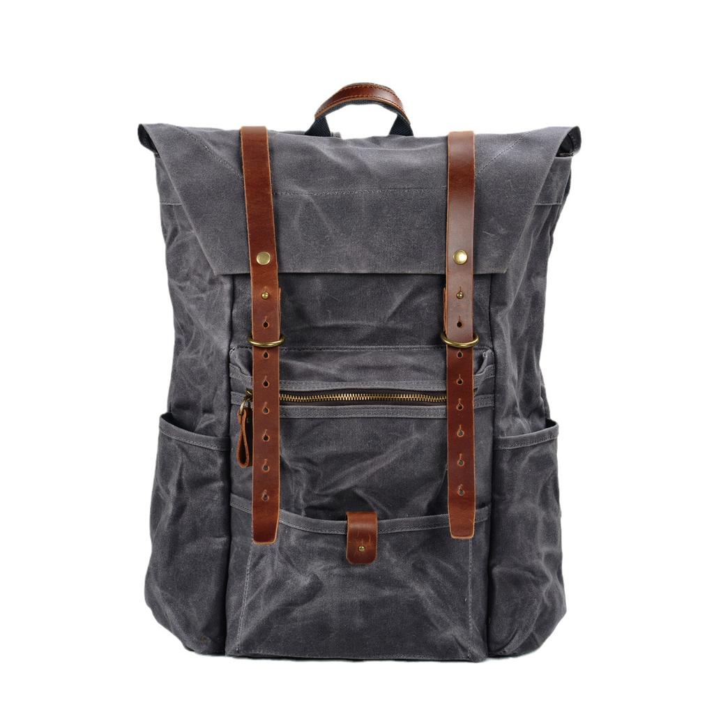 New Retro Men's Canvas Backpack, Outdoor Waterproof Hiking and Mountaineering Bag, Large-capacity Camping