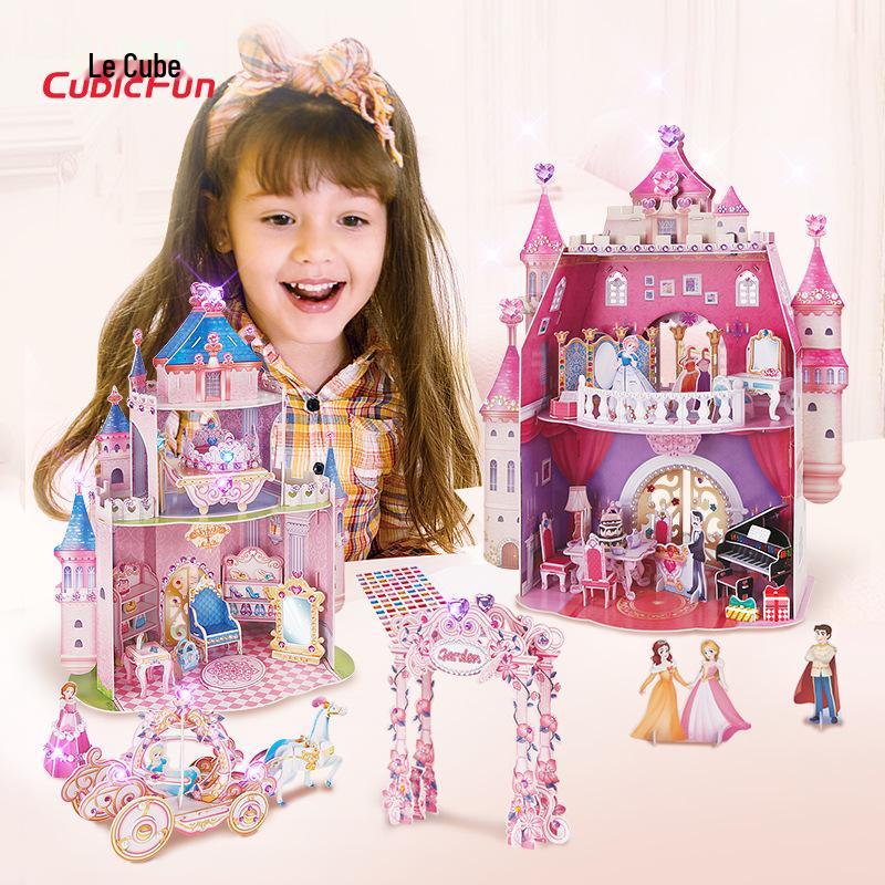 

Happy Cube 3D DIY Pirate Ship & Princess Castle Puzzle with Diamond Stickers
