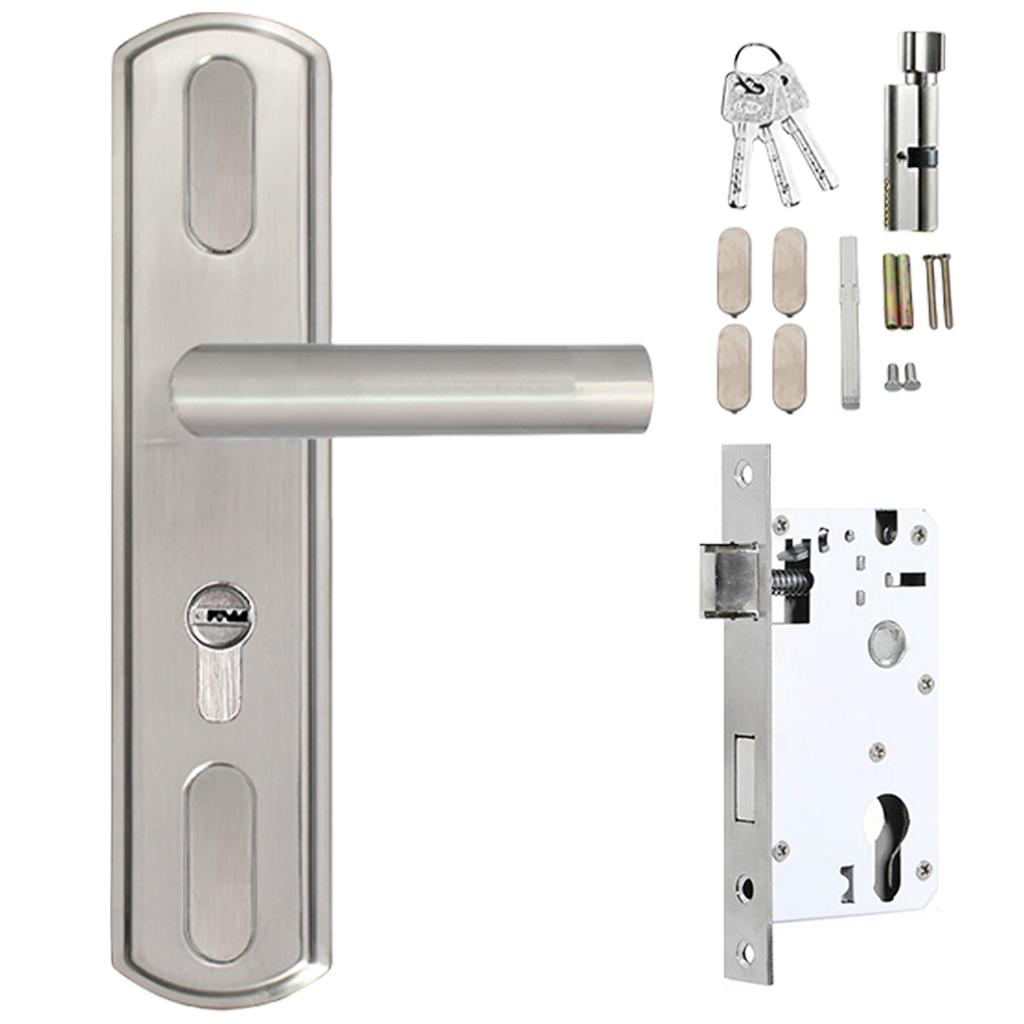 Stainless Steel Door Lock Thickened Entry Door Handle with Lock and Key Waterproof and AntiRust Door Handle Lock