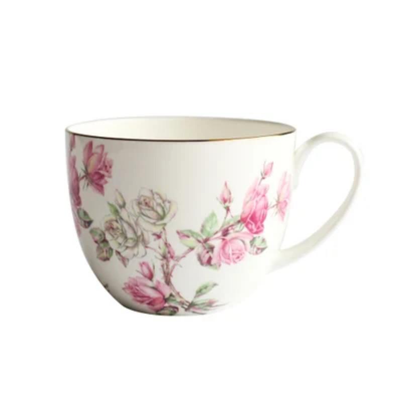 

750 мл, 25 унций, кружка из костяного фарфора, керамическая чашка для кофе, молока, хлопьев, чая, лапша быстрого приготовления, креативная роза, птица, цветочный узор 701-800ml