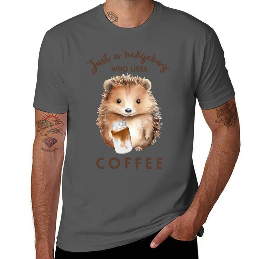 Just A Hedgehog Who Likes Coffee Tshirt Construction Work Tee Shirt