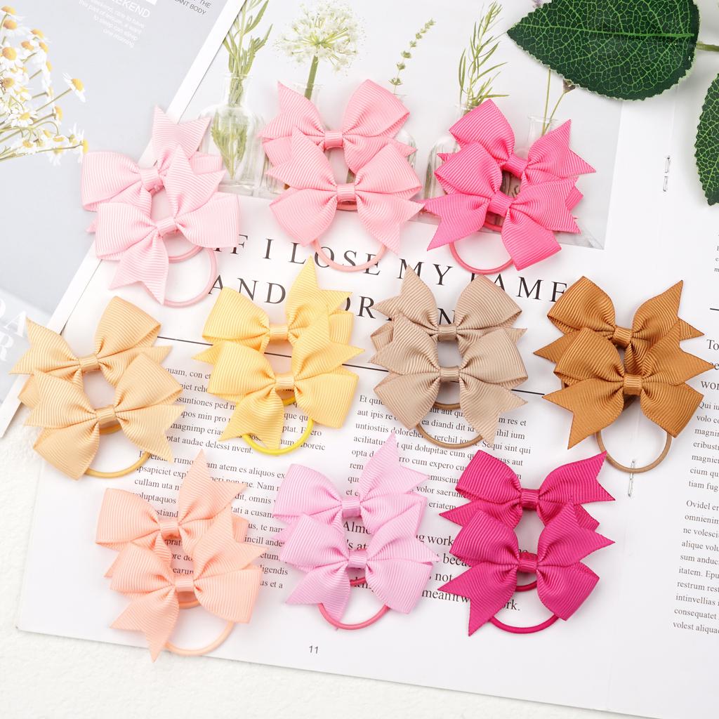 20/40 Pcs 2" Grosgrain Ribbon Pigtail Hair Bows Elastic Hair Ties Hair Bands Holders Hair Accessories for Baby Girls Infants